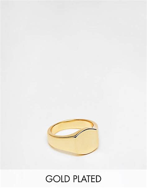 ASOS DESIGN pinky ring with 14k gold plate .